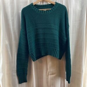 ME to WE Emerald Green Textured Knit Cropped Sweater‎ Women's Medium Casual